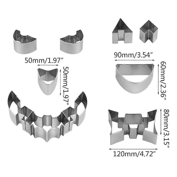 10/6 stk. Gresskarutskjæringssett i rustfritt stål Halloween Gresskarutskjæringsmaler 6 pcs