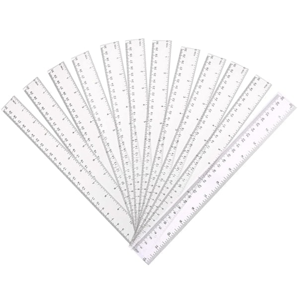 30 cm linjal multipack transparent linjal plastlinjaler 30 cm okrossbar linjal okrossbar metrisk linjal genomskinlig rak linjal mätlinjal verktyg 12pack 30cm