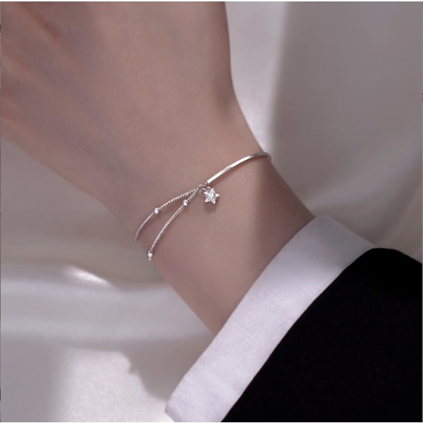 925 Silver Stjärna Zirkon Boll Armband Kedja Armband Charm Dam Par