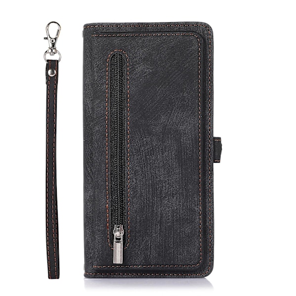 Multi Kort Mobiltelefon Læder Etui Til iPhone 15 Pro Max Black