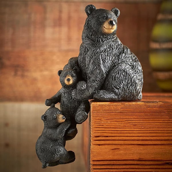 Julebordhjørnedekorasjon, Mini Julefigurer Julepynt til Hylle Skrivebord Bord Harpiksstatuer Julegave Black