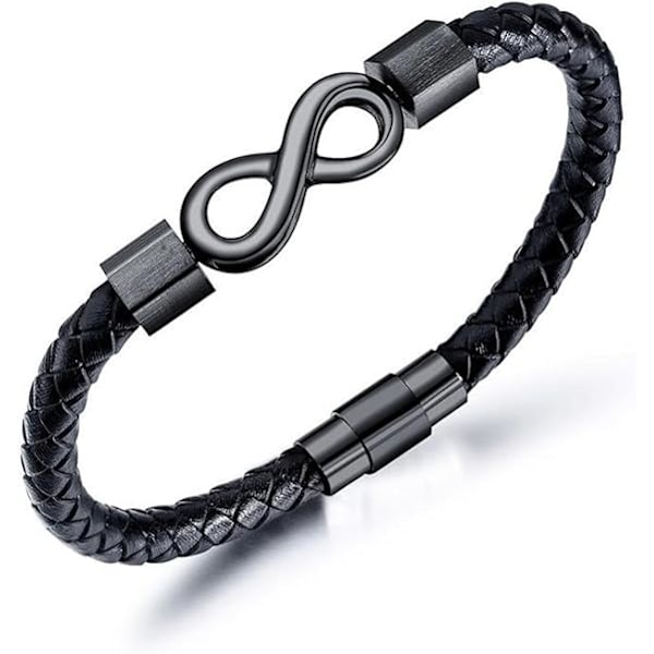 Infinite Leather Black Bracelet,Fashionable and Minimalist Endless 8-character Bracelet, Versatile Woven Bracelet