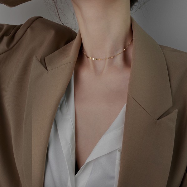 925 Silverpläterad halsband för kvinnor Xia Choker Collar Chain gold