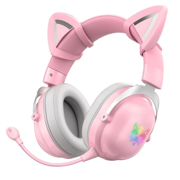 Farverigt lysende Bluetooth headset med katteører - Lang batterilevetid, stabil transmission og praktisk brug pink