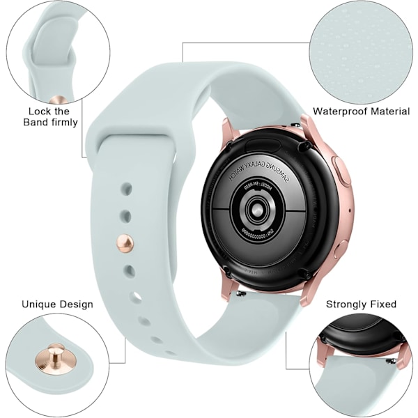 Silikonarmband för Samsung Galaxy Watch 6/5/4 för kvinnor och män, 20 mm mjukt ersättningsband för Samsung Watch 6/5/4 Light Blue