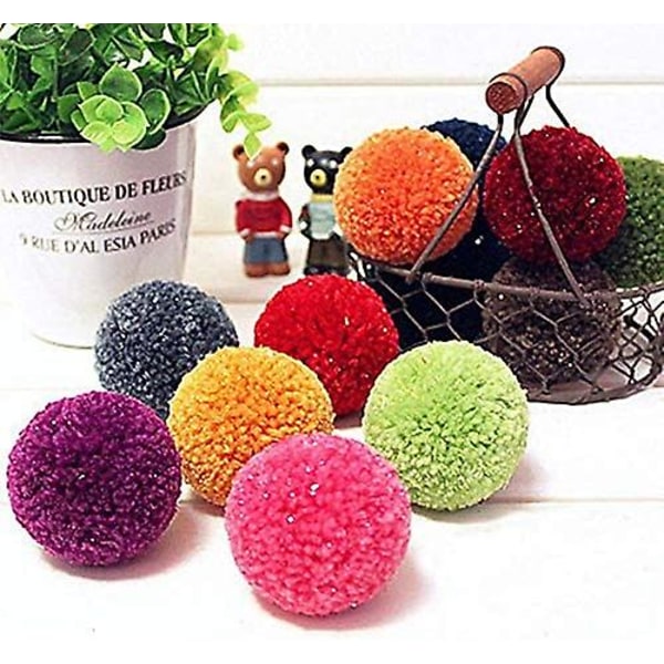 Pompom Maker Plast Fluff Ball Weaver Needle Craft Ull Stickning Craft Tool Set(rosa, blå, orange, grön) (4st)