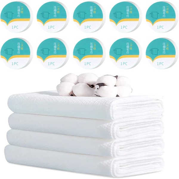 10-pack bärbara komprimerade handdukar stora komprimerade handdukslakan, komprimerade resehanddukar, rengöringsdukar för hud, 70*100 cm