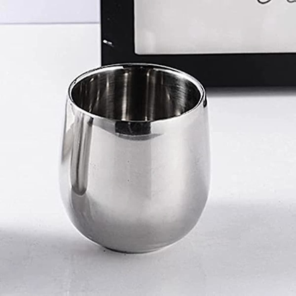 4st Rostfria Kaffekoppar, 200ml Dubbelväggsisolering Förhindrar Skållning Böjd Mugg För Hemmet