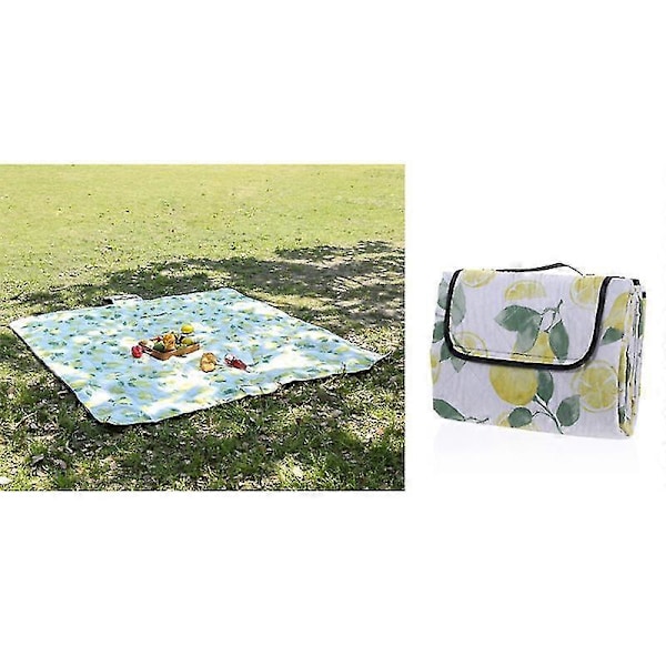 Stort Piknikteppe Vanntett Sammenleggbart Strand Camping Teppe 3 Lag Bærbar Utendørs Matte Tote For Watermelon