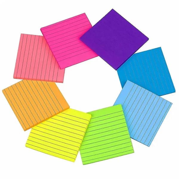 Studie sticky note vandret fluorescerende notesblok foret beskedblok, 10*15cm*6 farver (300 ark)