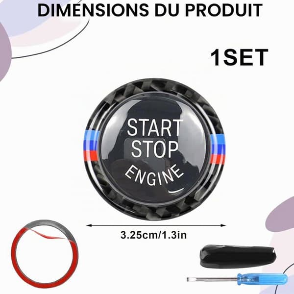 Start/Stop-knapdæksel - 1 stk. - ABS kulfiber - Beskyttelse og sporty stil - Til BMW-serien