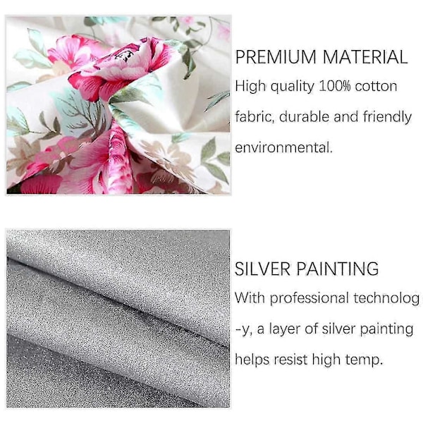 Uppgraderat Brännmärkesresistent Strykbrädsöverdrag med Tryckt Mönster, Dragsko och 2 Extra Förtjockade Kuddar Solid Grey 110 x 34 cm