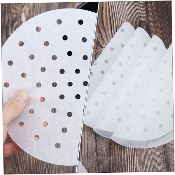 200 stk. Airfryer Papir Airfryer Bagepapir Airfryer Tilbehør Runde Dim Sum Damperpapir Bagepapir 23x23cm
