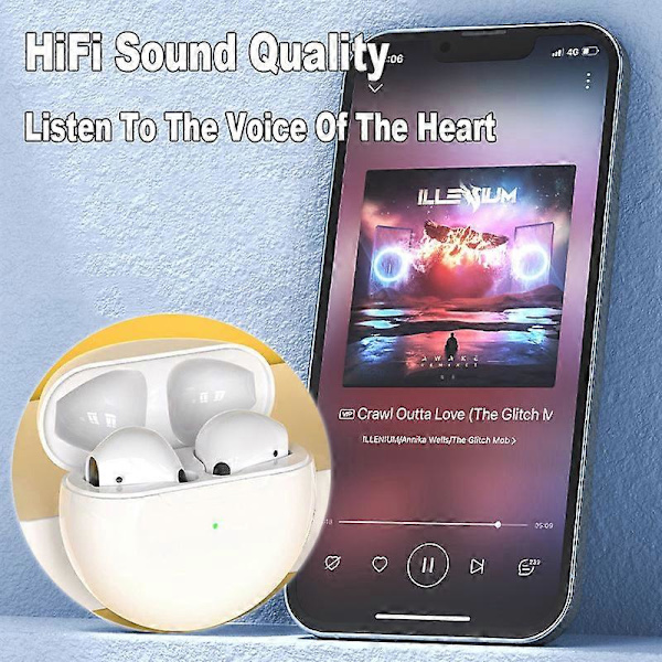 Pro6 TWS Trådlösa Hörlurar med Mikrofon Bluetooth Öronproppar Sport Löpning Öronproppar för Apple iPhone Xiaomi Pro6 Hörlurar White