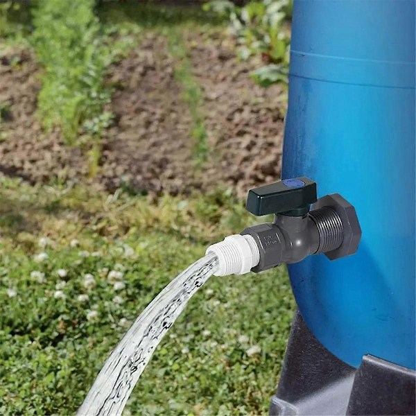PVC Kran Kit 3/4 Tum Regnvattentunna Ventil med Skottgenomföring Anslutningsslang Adapter Anti-Spricka Anti-Rost