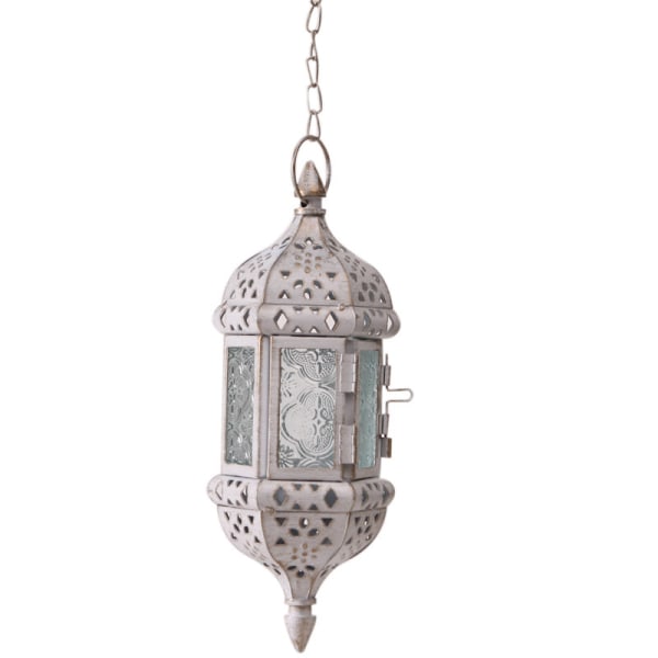 2st hängande ljuslykta retro marockansk ljushållare ihålig metallglasljushållare white