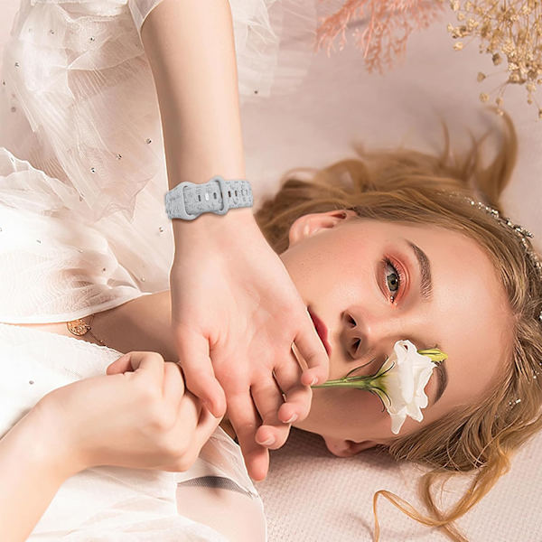 Gravert Rem for Apple Watch-reimer, iwatch-reim Kvinner, Myk Silikon Rose Blomstermønster Bånd for iWatch Series-reim Grey/Pink Sand 38/40/41mm