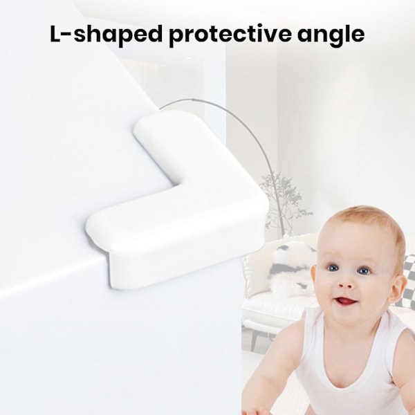 4 stk. Møbelhjørnebeskytter Anti-kollision Baby Sikker Blød PVC Selvklæbende Bord Skarpe Kanter Hjørnebeskyttelsesdæksel Sæt White