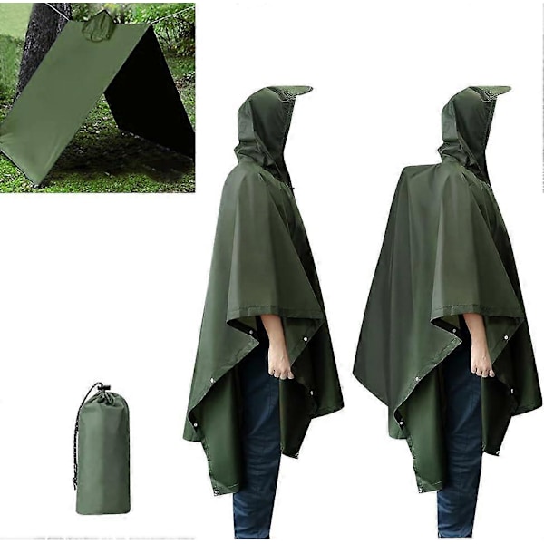 Regnkappa 3 i 1 Regnponcho Vattentät Poncho Vuxen, Återanvändbar Regnponcho Vuxen Vattentät Poncho Black