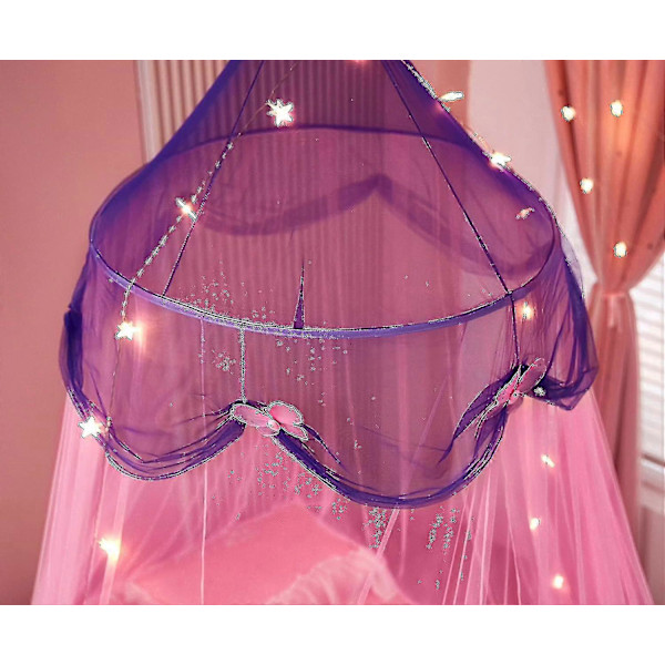Sengehimmel med lys Sengehimmelgardiner til piger Toddler Sengehimmel til piger tao Purple and Pink