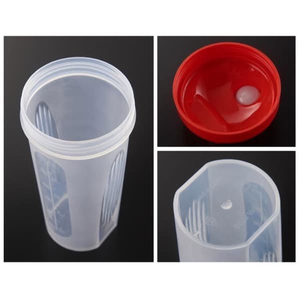 Salatdressing Shaker - 600ml - Rød - Dryppfri tut - Gjenlukkbart lokk