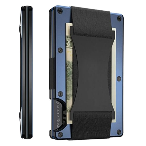 Herr Slim Ridge Man Plånböcker Varumärke Lyx Aluminium Kol RFID metallväskor Case Carteira Masculina kreditkortshållare Black