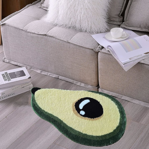 Avocado Formet Bademåtte Sød Frugt Dekoration Gulvmåtter Til Badeværelse Børn Piger Værelse Tegneserie Plys Anti-slip Absorberende Dør Måtte (20\" X 31\", Avocado)