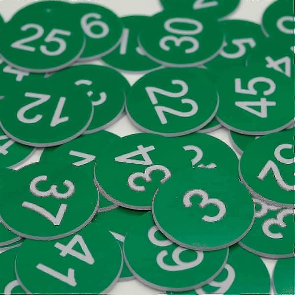 Graverede plastiknummermærker til nøgleidentifikation Green 51-100