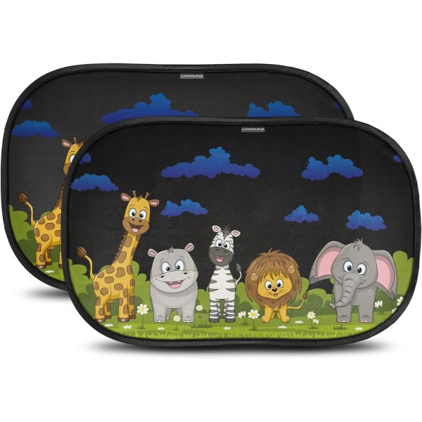 Car sunshade with protection - with suction cup, to protect babies and pets from the sun, 2   sunshades with animals