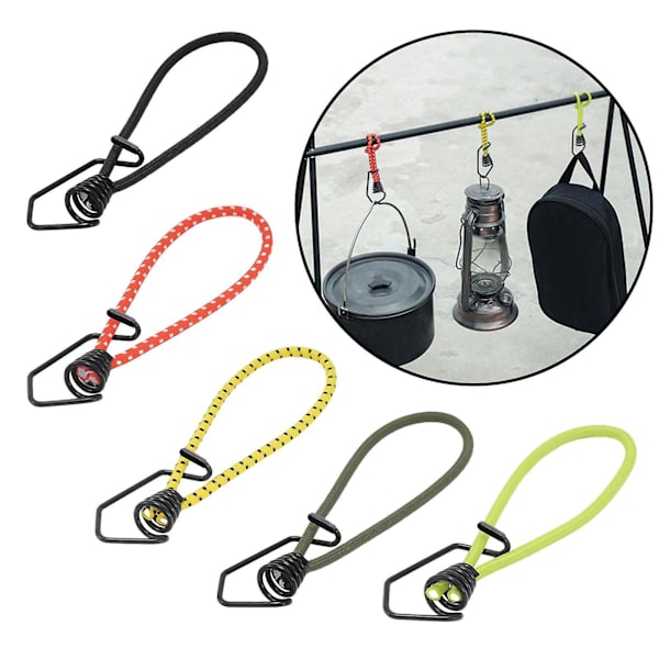 Elastiksnor med krog 6 mm reb Elastik Baldakin Bindere til Lastbiler Bannere Camping Sort Black 20cm