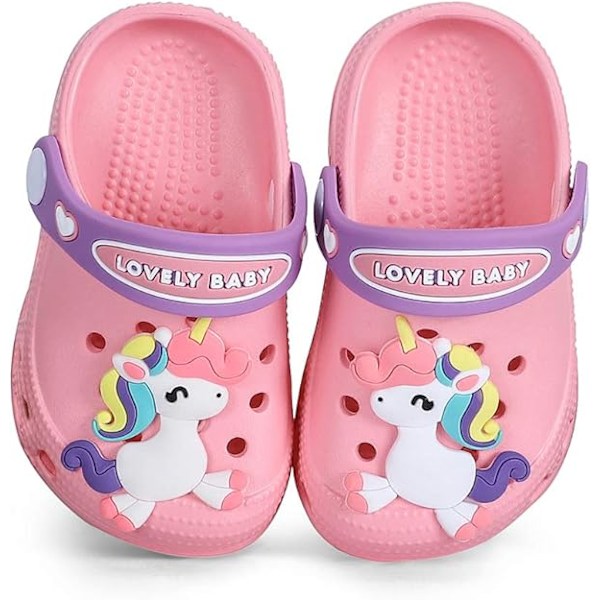 Børns drenge og piger have clogs sko skridsikre strand/pool dias børns sommer slippers Pink Inhale 18.0cm