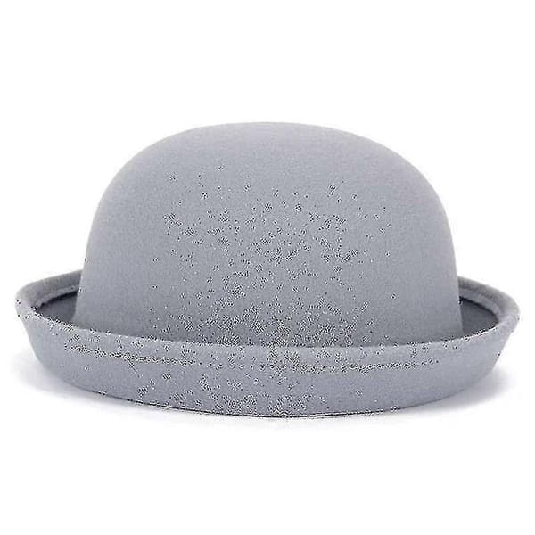 Trendy Dame Ensfarget Bowler Derby Ullfilt Hatt coffee 54cm