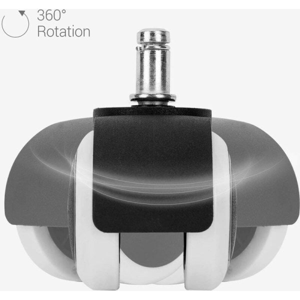 Kontorsstolsrullar - 5-pack armstödsrullar - 10/50 mm reservrullar - Tysta stolsben för hårda golv - Vita
