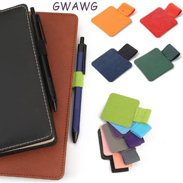 10 stk. Pen Loop Holder Selvklæbende Læder Pen Holder Notesbog Selvklæbende Pen Ring Blandet Farve Pen Ring Elastisk Pen Holder Rektangel (Tilfældig Farve)