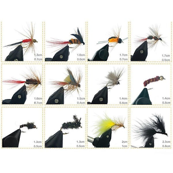 40/72/100/120 stk Fluestang Fiske Agnsfisk Kunstig Insekt Agnsfisk Tørr Fluestang Fiske Agnsfisk 120 Pcs