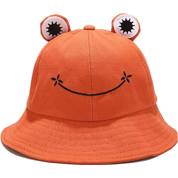 Groda Hinkhatt Söt Bomull Hinkhatt Bred Brätte Fiskarehatt för Vuxna Kvinnor Flickor A6 Frog Orange