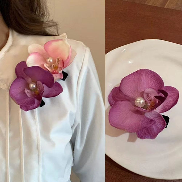 1 stk. Perleblomst Hårklips Sød Klud Sommerfugl Orkide Orkideblomst Hårklips Andenæb Stil Strandklips Koreansk Hår
