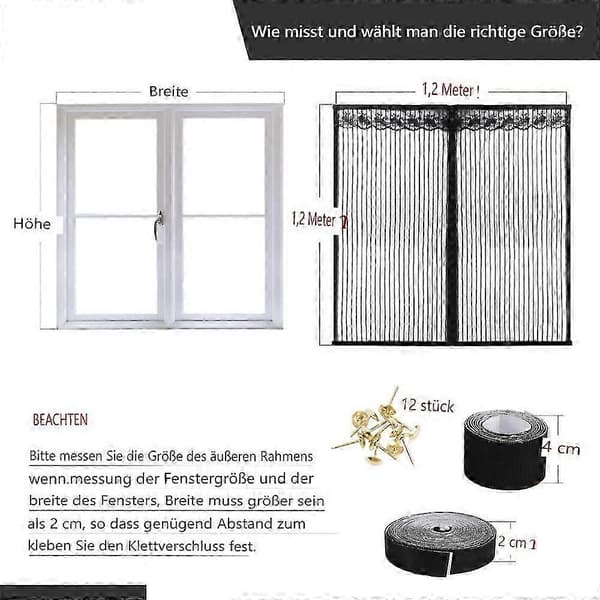 Magnetisk fluenet til vinduer (120 x 120 cm, hvid)