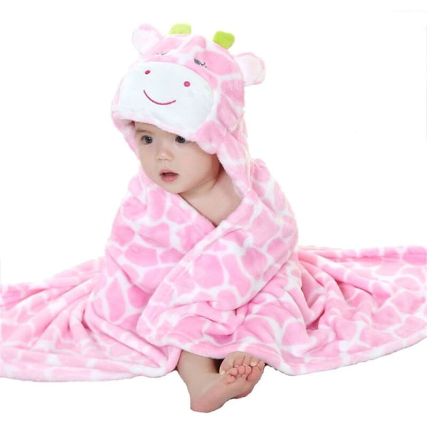 Baby handduk Mjuk varm flanellfilt Badrock Djurdesign Ponchohandduk för baby