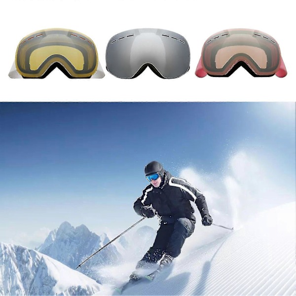 1 Set Snö Skidglasögon Dubbla Lager UV-skydd Justerbar Rem Vinter Anti-dimma Snö Skidglasögon För Utomhusbruk 1