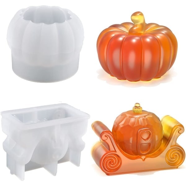 2 stk. Halloween Græskar Lysforme 3D Silikone Græskarform DIY Lysfremstilling Håndværk Gave til Halloween Thanksgiving Dekorationer