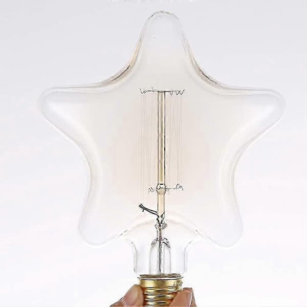 Edison Lampe Retro Glødelampe E27 I Stjerneform (2700k Varmhvit)