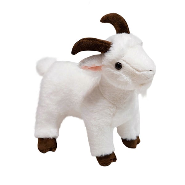 Stående Geit Plussjeleketøy Svart Hvit Geit Plushie Stoffdyr Dukke Pute Hjem Kontor Soverom Dekorasjon Barn Voksne Jul Bursdagsgave White L