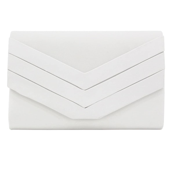 Tyylikäs mokkanahkatyylinen clutch-laukku häihin, juhliin, tanssiaisiin ja iltaan, fuksia White