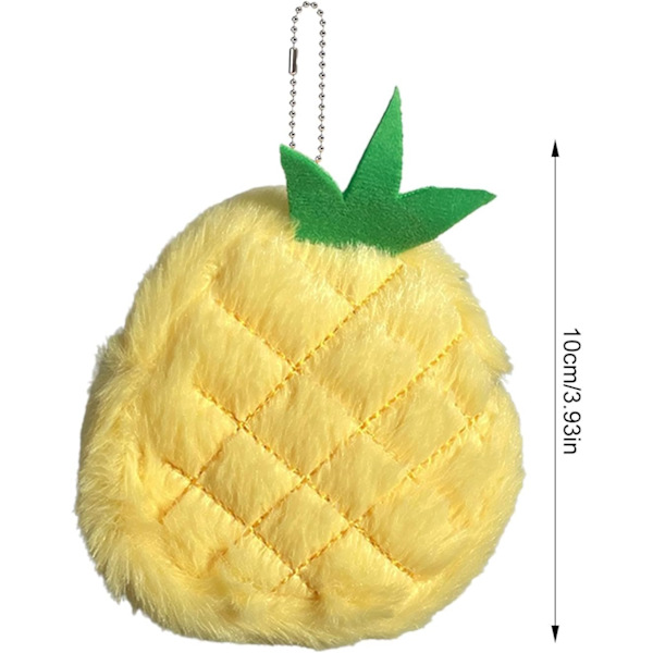 Møntpung Lille Tegnebog Plys Frugt Møntpung, Lille Blød Møntpung, Plys Taske Vedhæng, Slidstærk, Multifunktionel, Moderigtig, Passer til Kort, Nøgle Pineapple