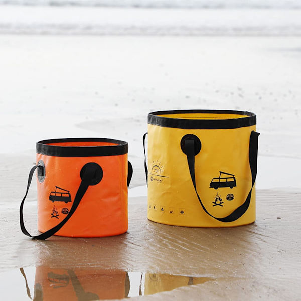 Hopfällbar Hink med Handtag | 10L/20L Lätt Vikt Bil Tvätthink | Flerfunktions Vikbar Yellow 20L