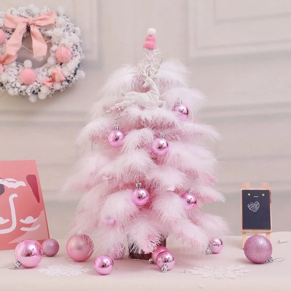 #Rosa kunstig juletre med LED-lys - 45 cm#