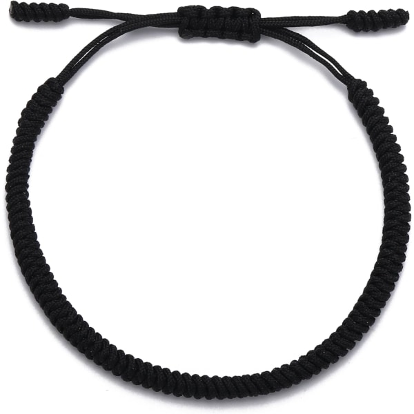 Handgjord tibetansk lyckobringande armband för kvinnor, män, tonåringar, justerbar storlek vänskapspresent handgjord rep flätat chakra armband Black