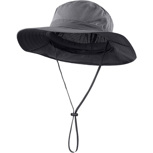 Solhatt i mesh för utomhusbruk med bred brätte och nackskydd dark gray