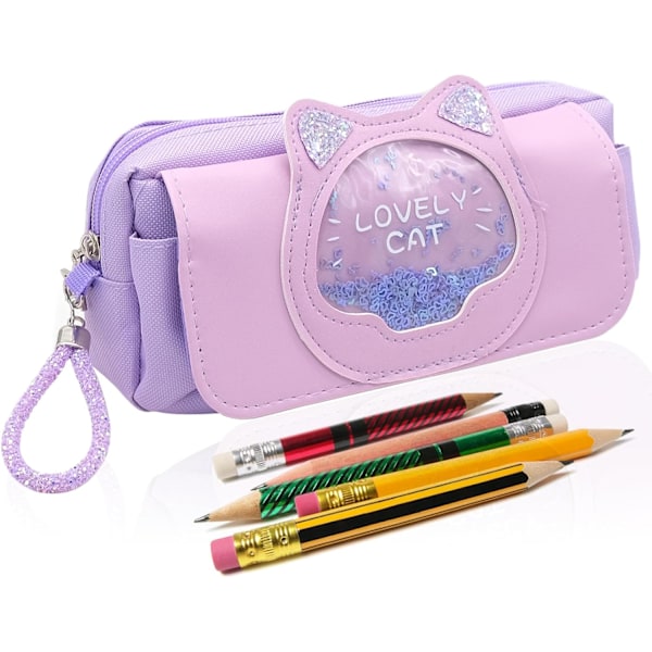 Cat pencil case pencil case for girls with 3 compartments pencil case for school office gift for teen students